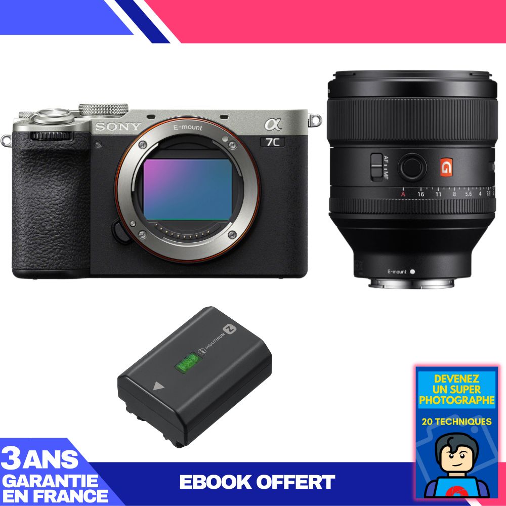 Boitier Sony A7C II + FE 85mm f1.4 GM + 1 Sony NP FZ100 + Ebook 'Devenez Un Super Photographe
