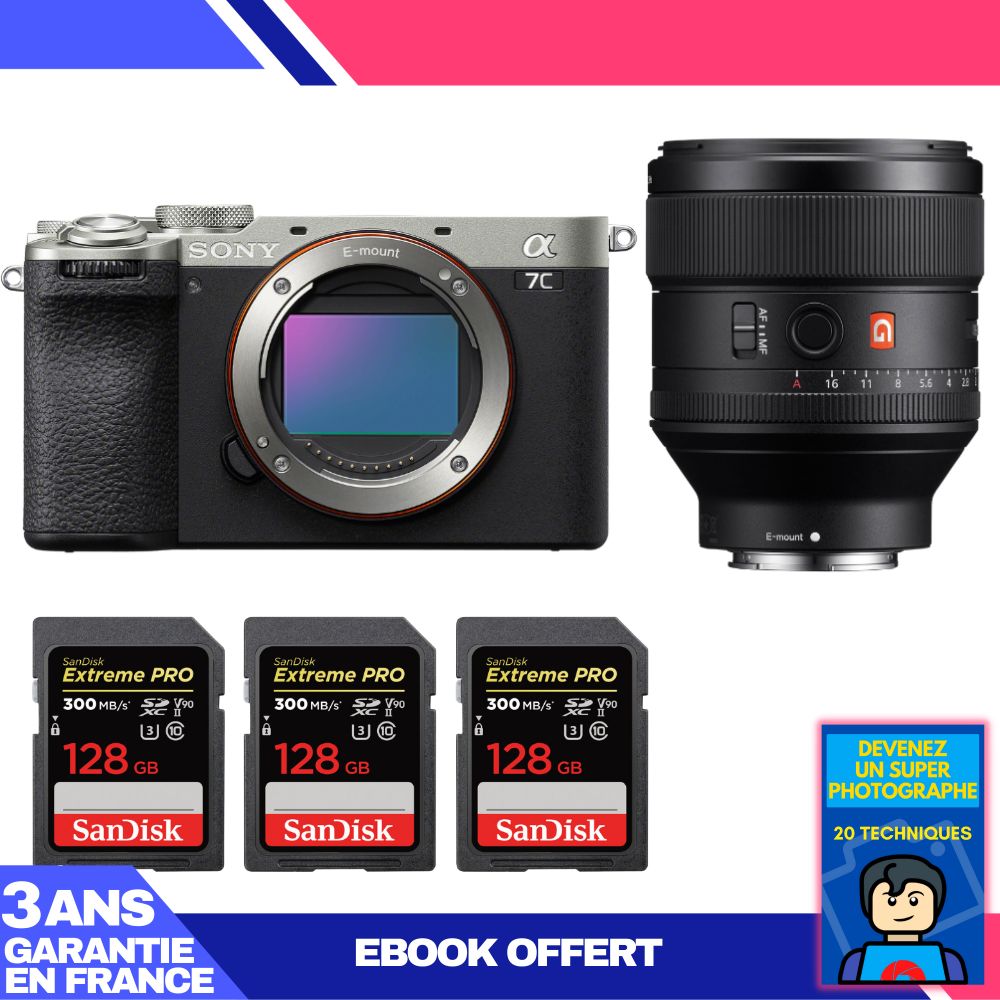 Boitier Sony A7C II + FE 85mm f1.4 GM + 3 SanDisk Extreme PRO UHS II SDXC 300 MB/ + Ebook 'Devenez Un Super Photographe - vue 2