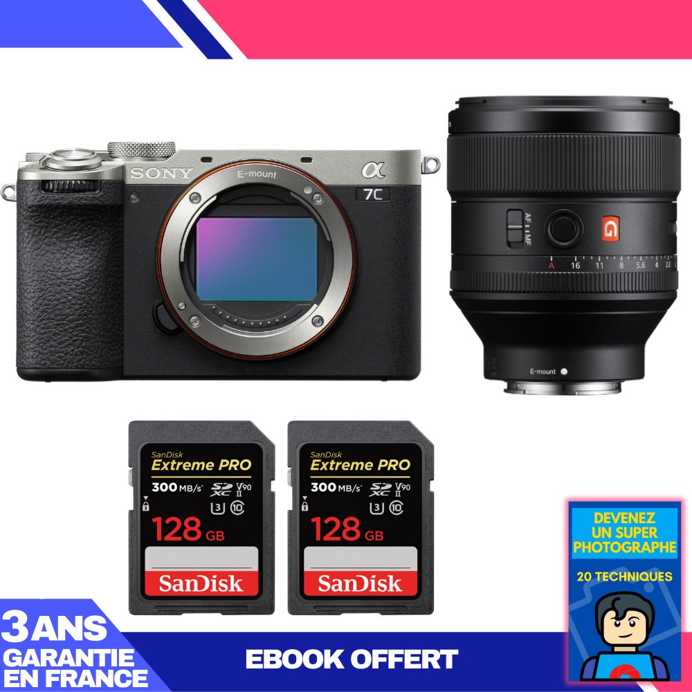 Boitier Sony A7C II + FE 85mm f1.4 GM + 2 SanDisk Extreme PRO UHS II SDXC 300 MB/ + Ebook 'Devenez Un Super Photographe - vue 3