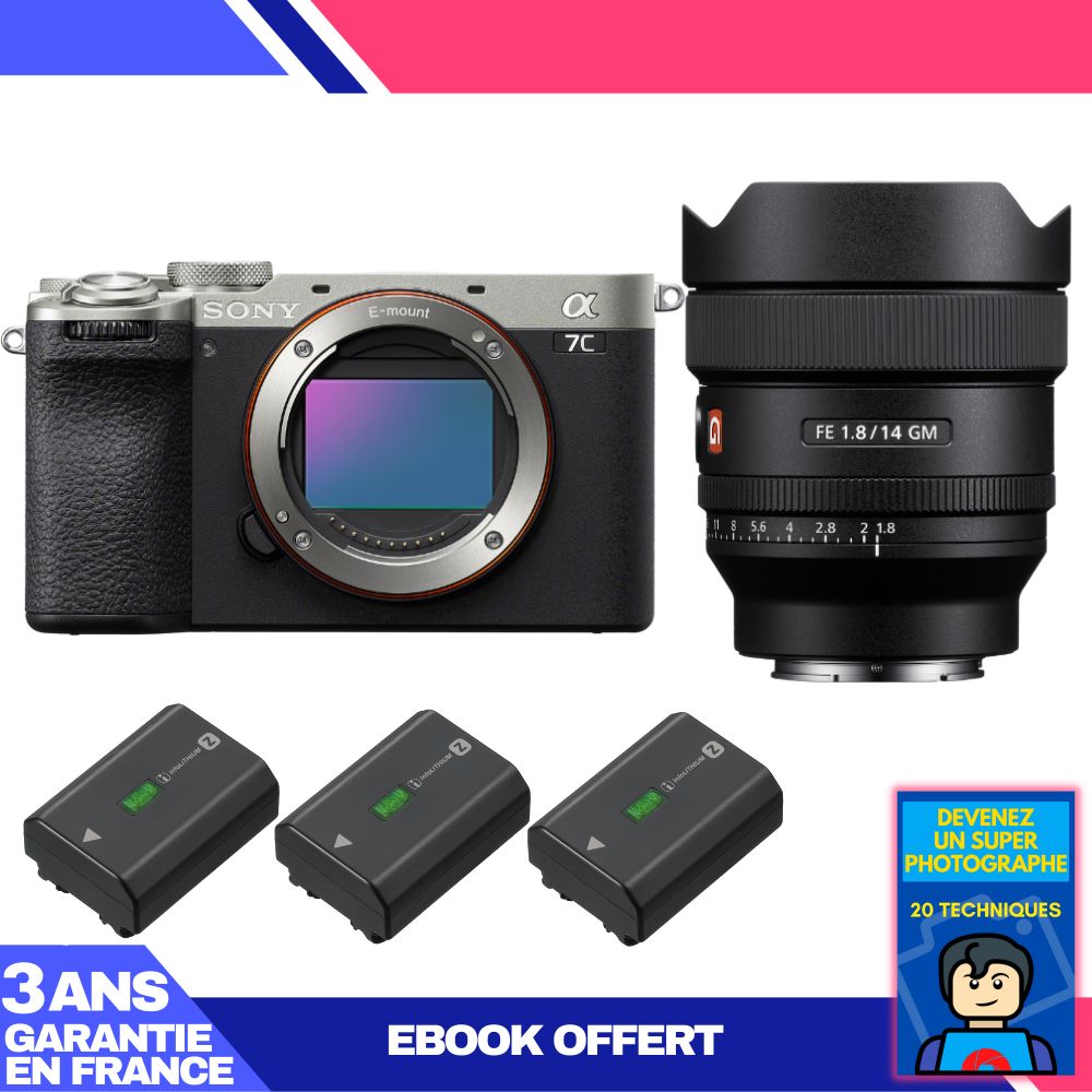 Boitier Sony A7C II + FE 14mm f1.8 GM + 3 Sony NP FZ100 + Ebook 'Devenez Un Super Photographe