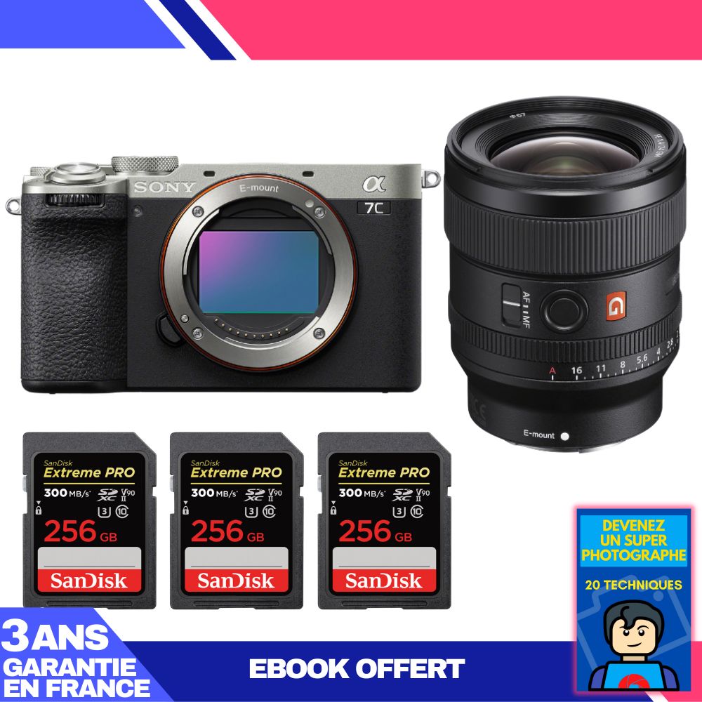 Boitier Sony A7C II + FE 24mm f1.4 GM + 3 SanDisk Extreme PRO UHS II SDXC 300 MB/ + Ebook 'Devenez Un Super Photographe - vue 3