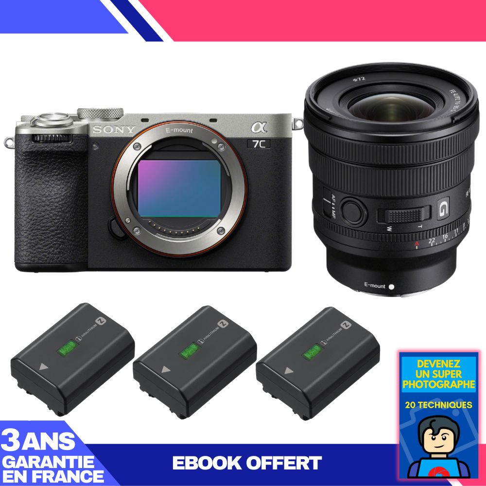 Boitier Sony A7C II + FE PZ 16 35mm f4 G + 3 Sony NP FZ100 + Ebook 'Devenez Un Super Photographe