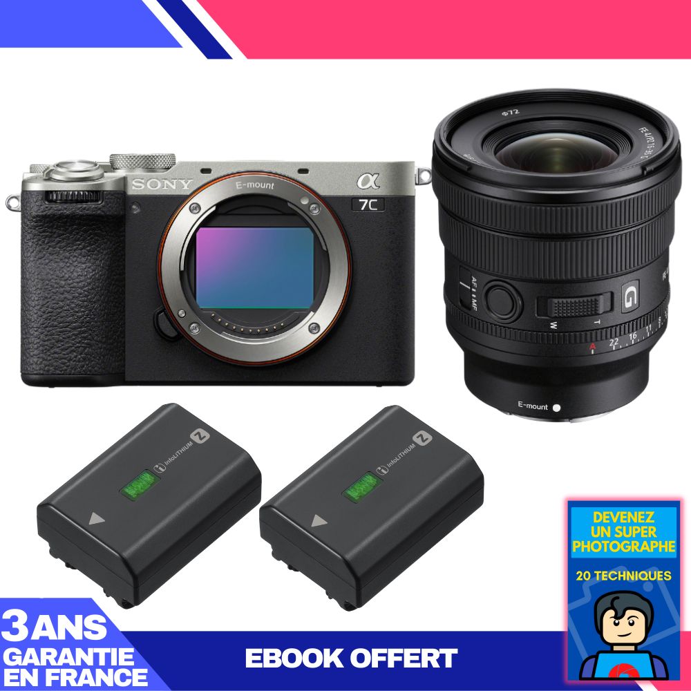 Boitier Sony A7C II + FE PZ 16 35mm f4 G + 2 Sony NP FZ100 + Ebook 'Devenez Un Super Photographe