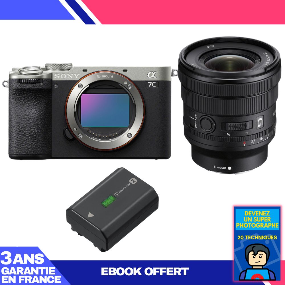 Boitier Sony A7C II + FE PZ 16 35mm f4 G + 1 Sony NP FZ100 + Ebook 'Devenez Un Super Photographe