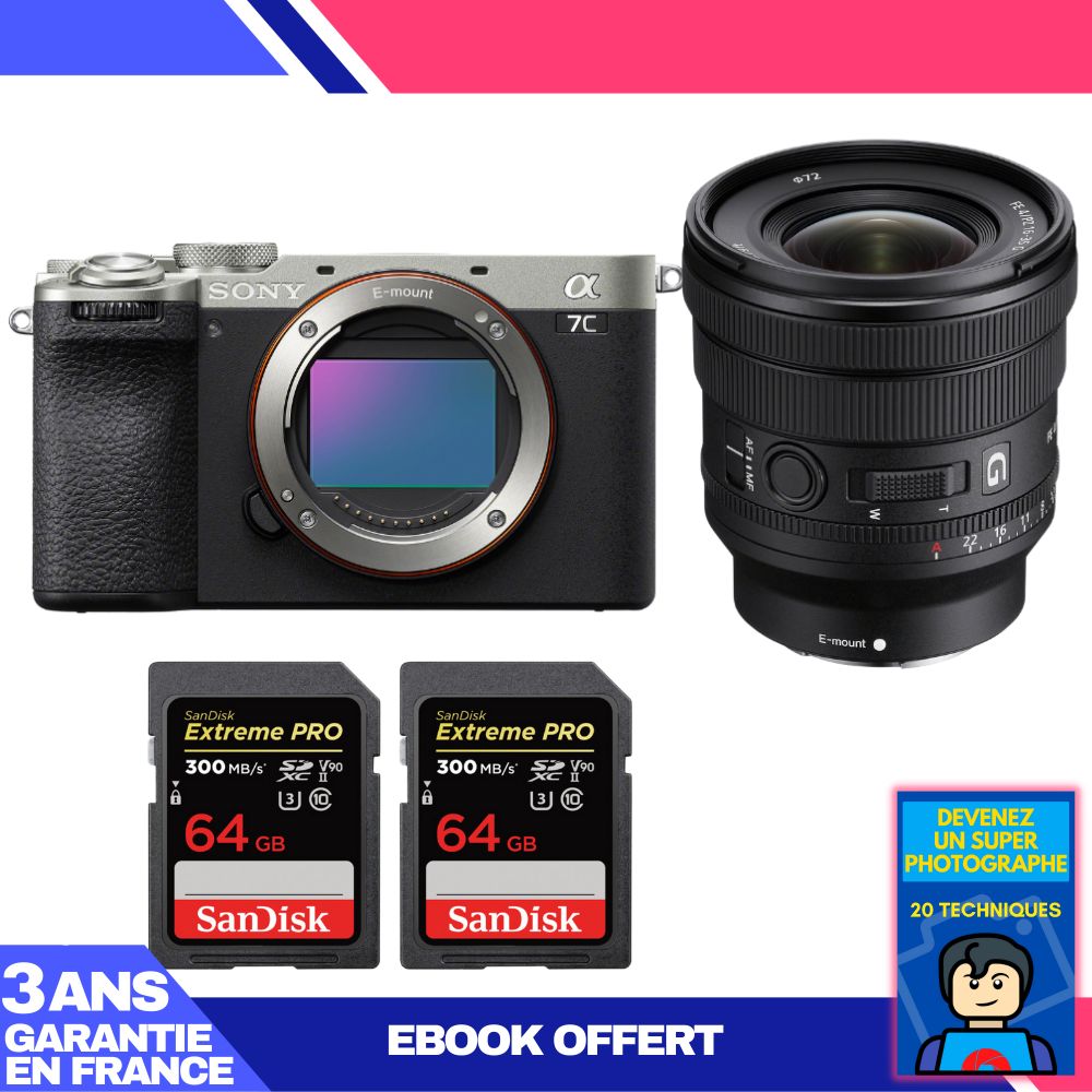 Boitier Sony A7C II + FE PZ 16 35mm f4 G + 2 SanDisk Extreme PRO UHS II SDXC 300 MB/ + Ebook 'Devenez Un Super Photographe - vue 2