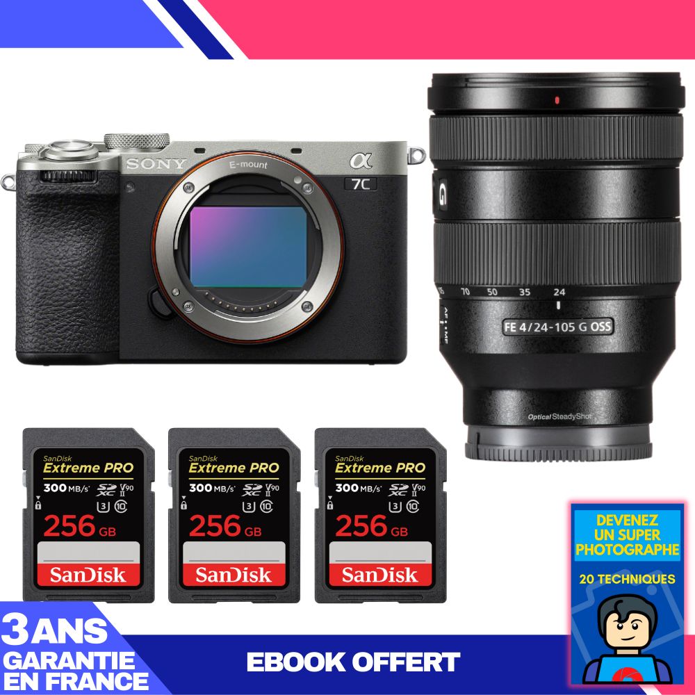 Boitier Sony A7C II + FE 24 105mm f4 G OSS + 3 SanDisk Extreme PRO UHS II SDXC 300 MB/ + Ebook 'Devenez Un Super Photographe - vue 3