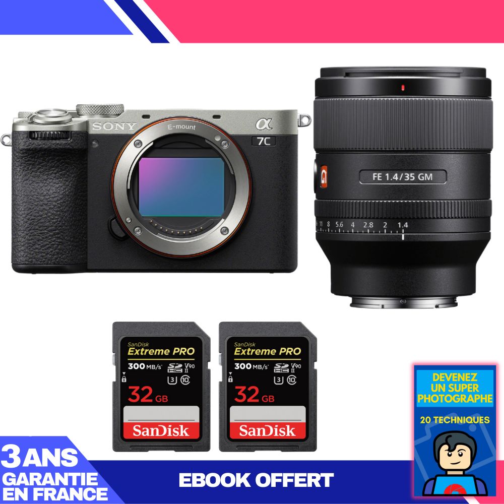 Boitier Sony A7C II + FE 35mm f1.4 GM + 2 SanDisk Extreme PRO UHS II SDXC 300 MB/ + Ebook 'Devenez Un Super Photographe - vue 2