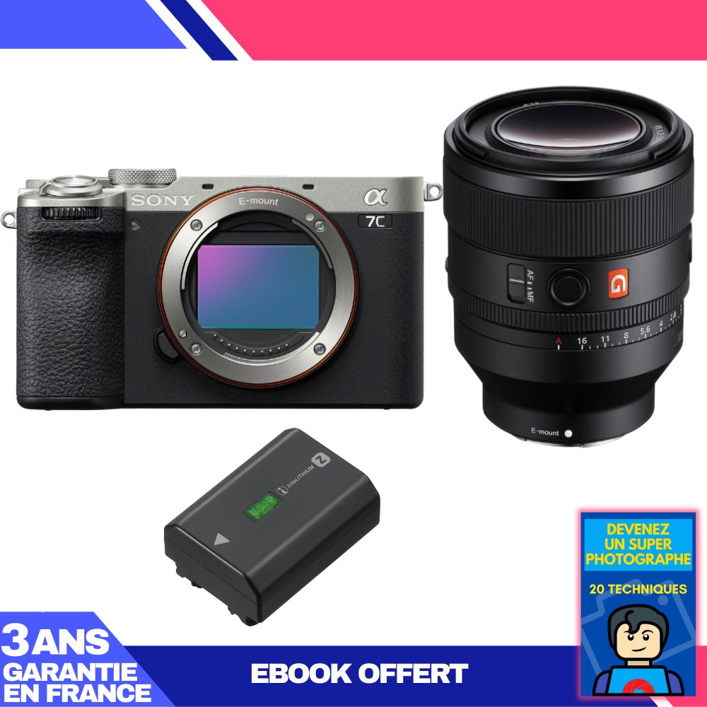 Boitier Sony A7C II + FE 50mm f1.2 GM + 1 Sony NP FZ100 + Ebook 'Devenez Un Super Photographe