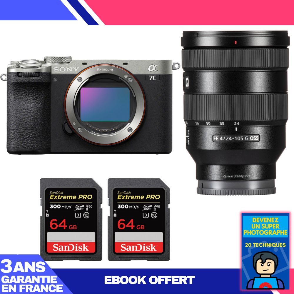 Boitier Sony A7C II + FE 24 105mm f4 G OSS + 2 SanDisk Extreme PRO UHS II SDXC 300 MB/ + Ebook 'Devenez Un Super Photographe - vue 3