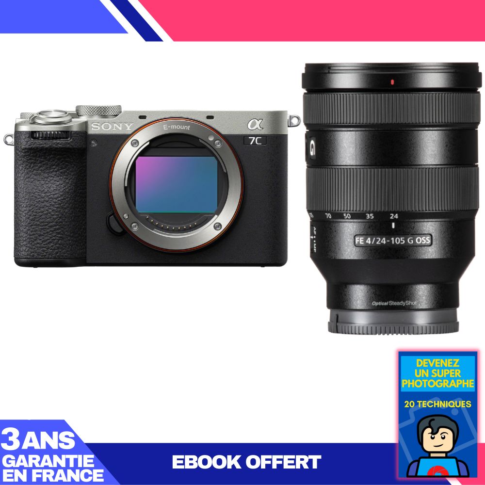 Boitier Sony A7C II + FE 24 105mm f4 G OSS + Ebook 'Devenez Un Super Photographe