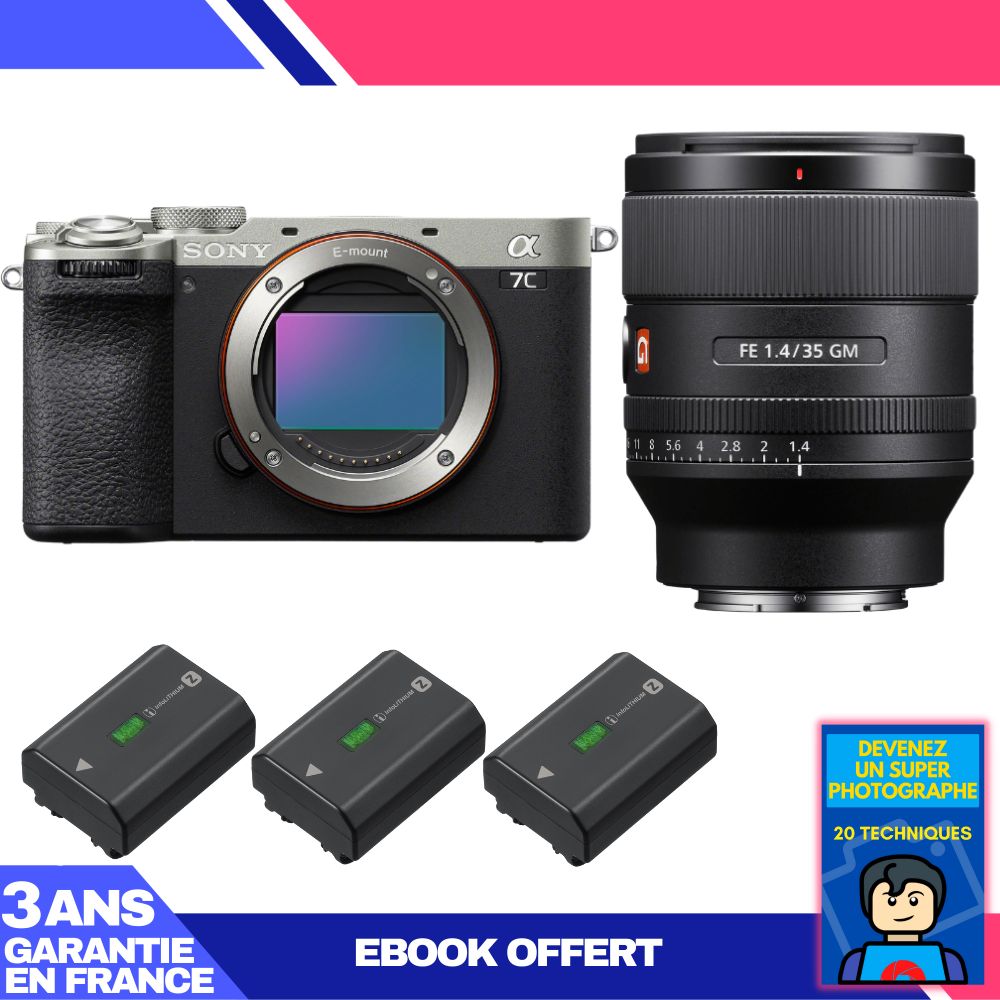 Boitier Sony A7C II + FE 35mm f1.4 GM + 3 Sony NP FZ100 + Ebook 'Devenez Un Super Photographe