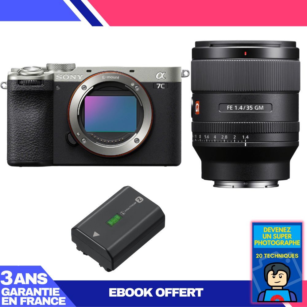 Boitier Sony A7C II + FE 35mm f1.4 GM + 1 Sony NP FZ100 + Ebook 'Devenez Un Super Photographe