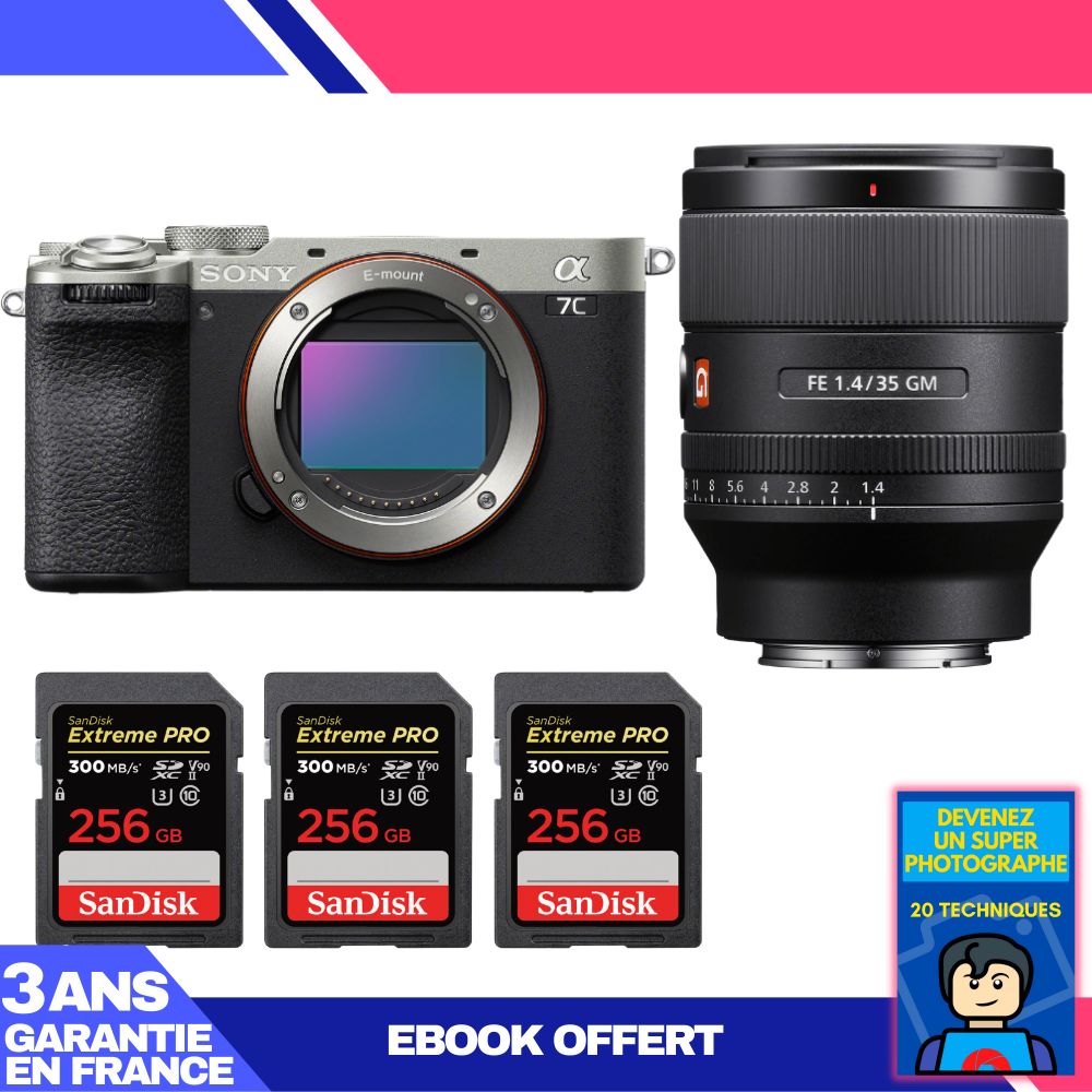 Boitier Sony A7C II + FE 35mm f1.4 GM + 3 SanDisk Extreme PRO UHS II SDXC 300 MB/ + Ebook 'Devenez Un Super Photographe - vue 3