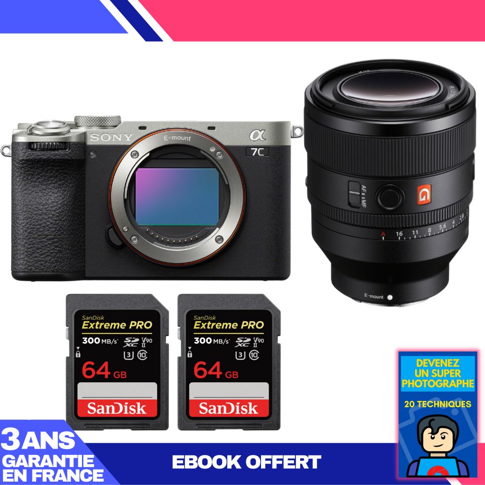 Boitier Sony A7C II + FE 50mm f1.2 GM + 2 SanDisk Extreme PRO UHS II SDXC 300 MB/ + Ebook 'Devenez Un Super Photographe