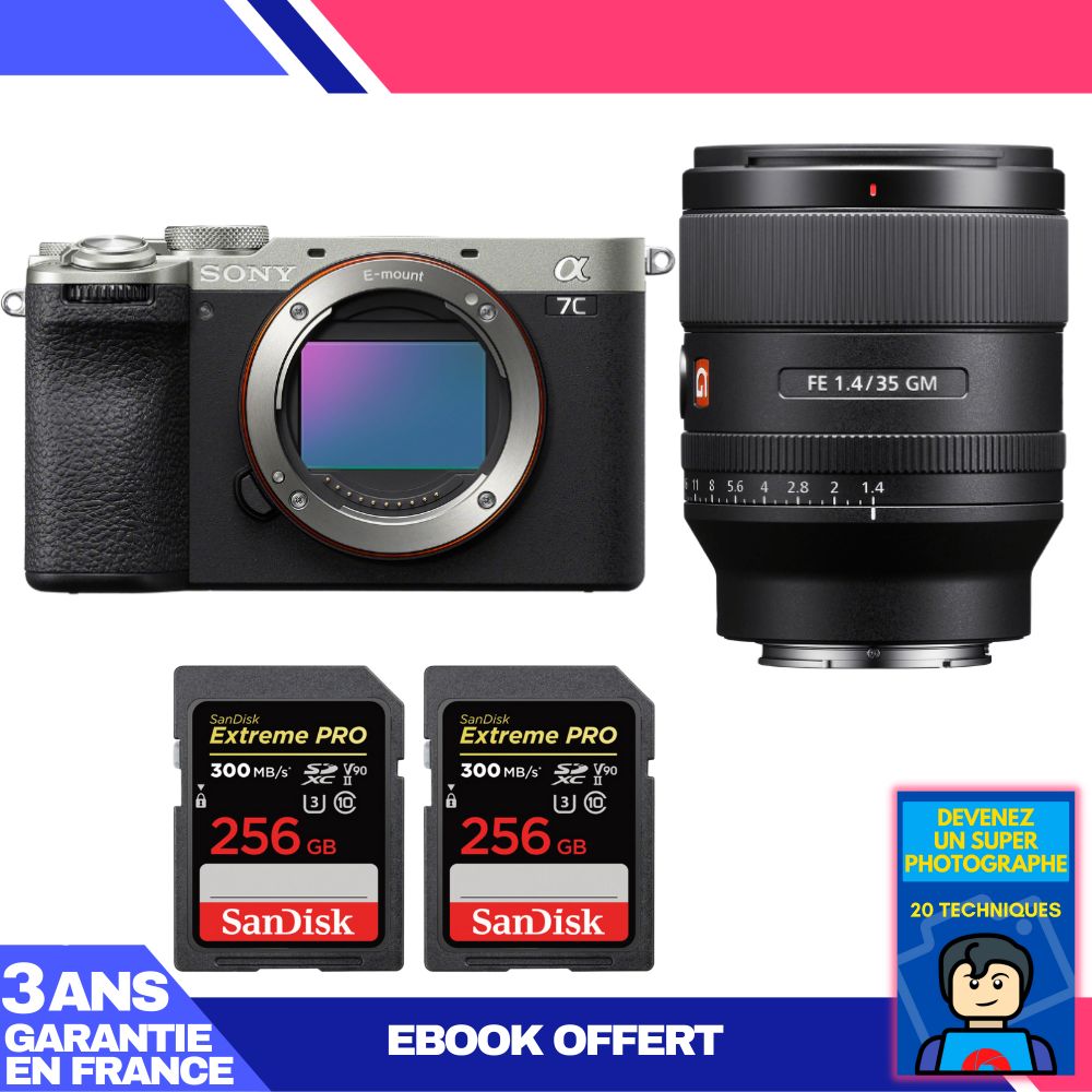 Boitier Sony A7C II + FE 35mm f1.4 GM + 2 SanDisk Extreme PRO UHS II SDXC 300 MB/ + Ebook 'Devenez Un Super Photographe