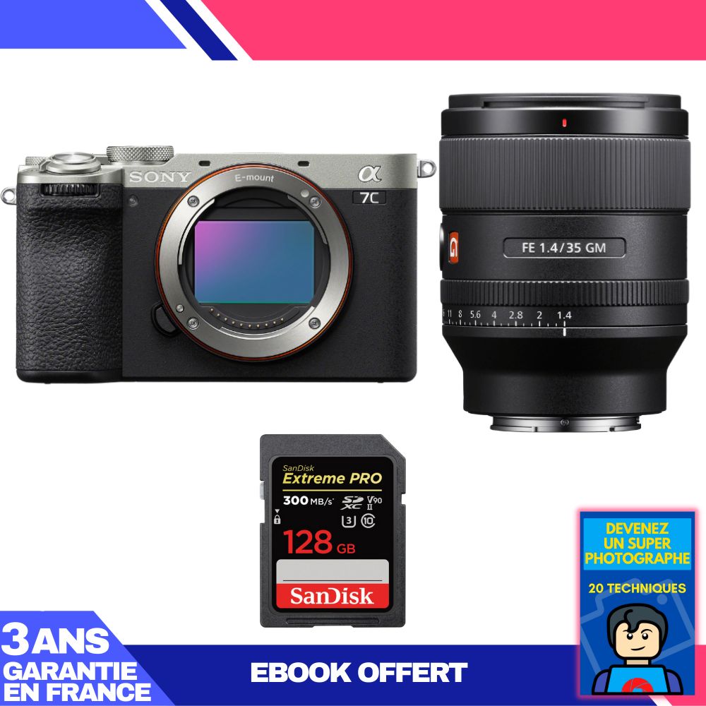 Boitier Sony A7C II + FE 35mm f1.4 GM + 1 SanDisk Extreme PRO UHS II SDXC 300 MB/ + Ebook 'Devenez Un Super Photographe