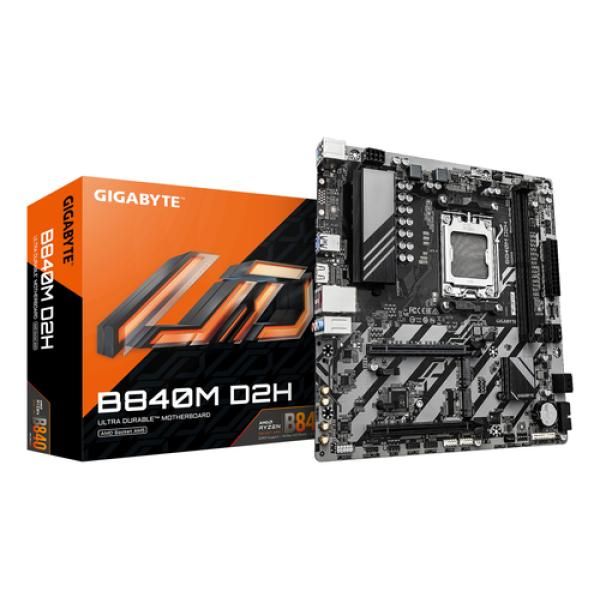 GIGABYTE B840M D2H Carte mère Processeurs AMD Ryzen 9000 VRM 5+2+2 phases jusqu'à 7600 MHz DDR5 1xPCIe 4.0 + 1xPCIe 3.0 .2 LAN 2.5GbE USB 3.2 Gen 1 Neuf - vue 4