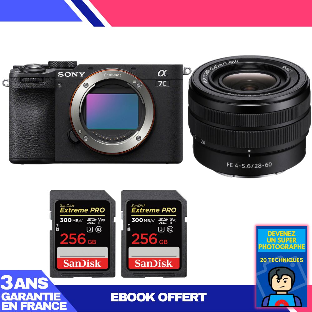 Boitier Sony A7C II + FE 28 60mm f4 5.6 + 2 SanDisk Extreme PRO UHS II SDXC 300 MB/ + Ebook 'Devenez Un Super Photographe - vue 4