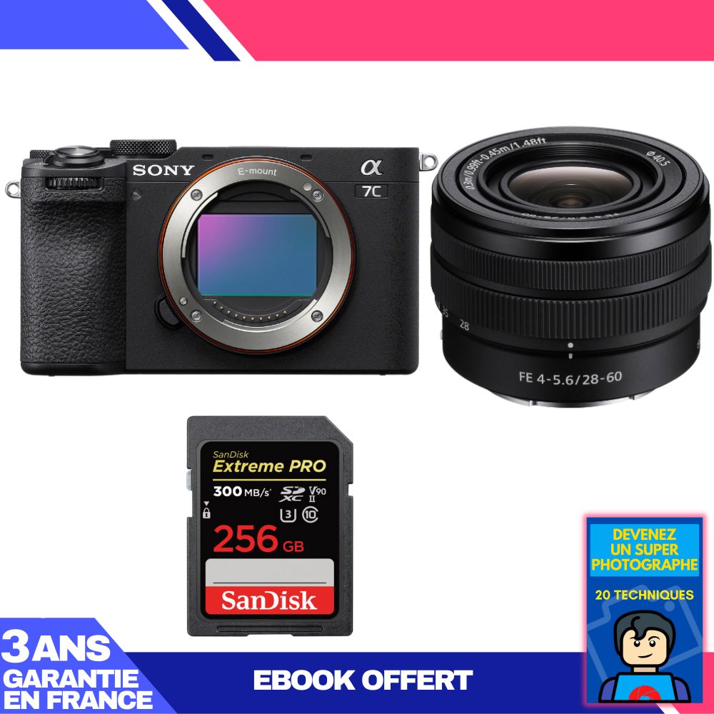 Boitier Sony A7C II + FE 28 60mm f4 5.6 + 1 SanDisk Extreme PRO UHS II SDXC 300 MB/ + Ebook 'Devenez Un Super Photographe - vue 2