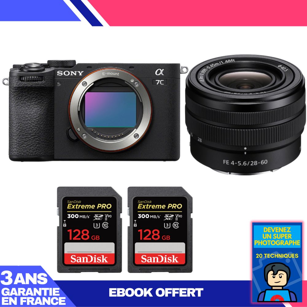 Boitier Sony A7C II + FE 28 60mm f4 5.6 + 2 SanDisk Extreme PRO UHS II SDXC 300 MB/ + Ebook 'Devenez Un Super Photographe - vue 2