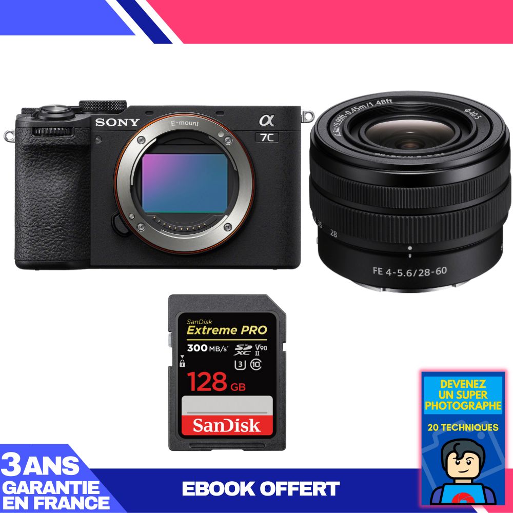 Boitier Sony A7C II + FE 28 60mm f4 5.6 + 1 SanDisk Extreme PRO UHS II SDXC 300 MB/ + Ebook 'Devenez Un Super Photographe - vue 3