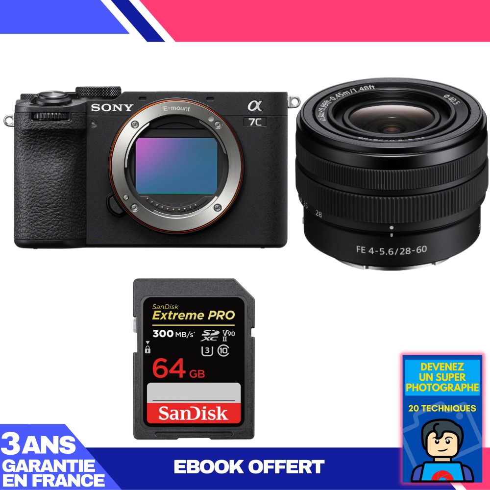 Boitier Sony A7C II + FE 28 60mm f4 5.6 + 1 SanDisk Extreme PRO UHS II SDXC 300 MB/ + Ebook 'Devenez Un Super Photographe - vue 4