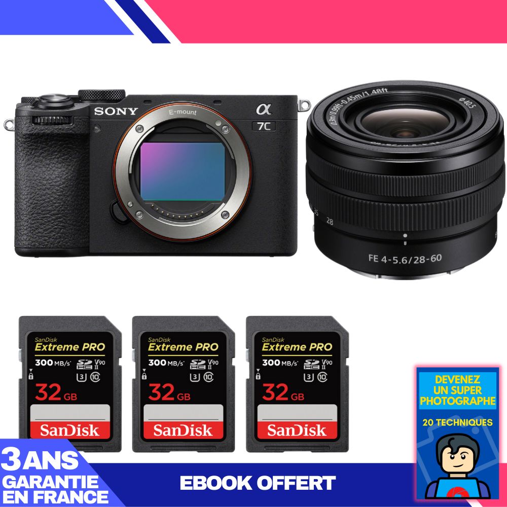 Boitier Sony A7C II + FE 28 60mm f4 5.6 + 3 SanDisk Extreme PRO UHS II SDXC 300 MB/ + Ebook 'Devenez Un Super Photographe - vue 3