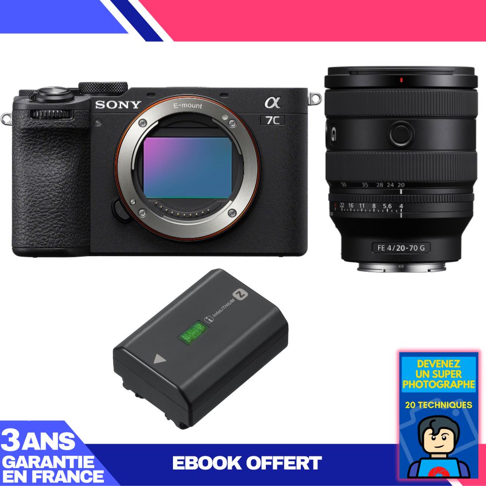 Boitier Sony A7C II + FE 20 70mm f4 G + 1 Sony NP FZ100 + Ebook 'Devenez Un Super Photographe - vue 2