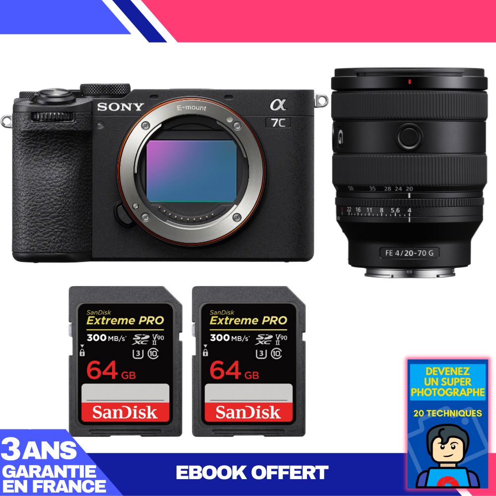 Boitier Sony A7C II + FE 20 70mm f4 G + 2 SanDisk Extreme PRO UHS II SDXC 300 MB/ + Ebook 'Devenez Un Super Photographe - vue 8