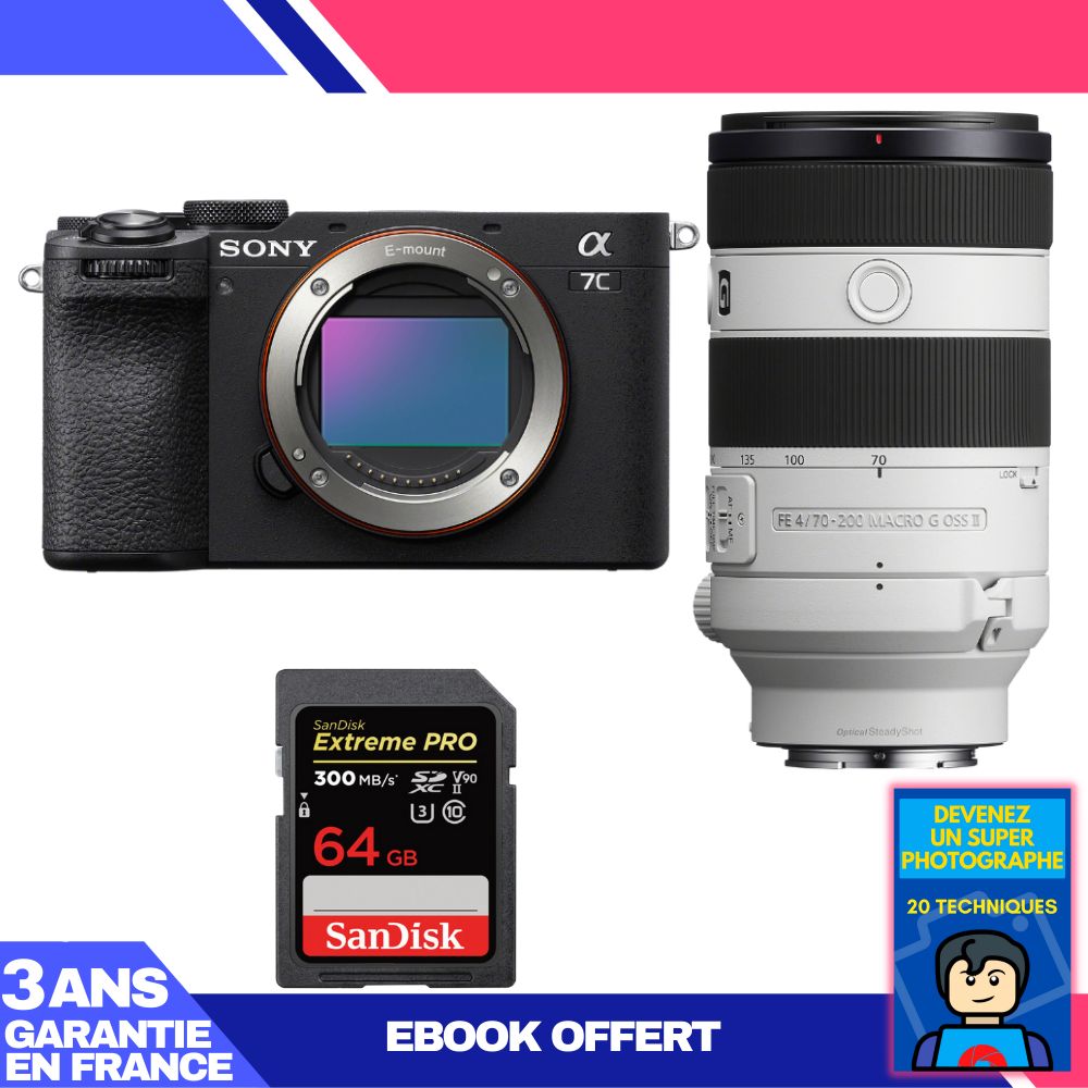 Boitier Sony A7C II + FE 70 200mm f4 Macro G OSS II + 1 SanDisk Extreme PRO UHS II SDXC 300 MB/ + Ebook 'Devenez Un Super Photographe - vue 7