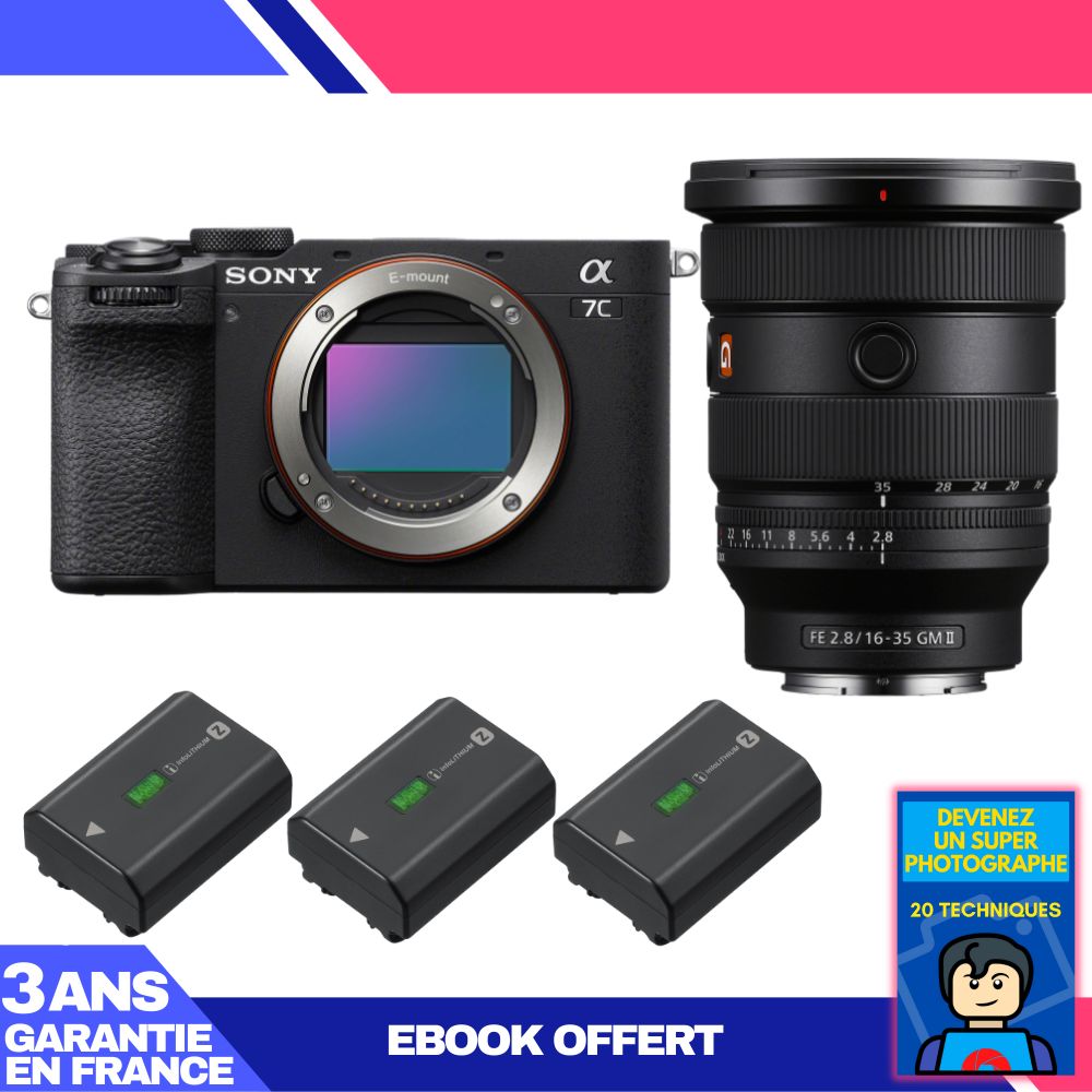 Boitier Sony A7C II + FE 16 35mm f2.8 GM II + 3 Sony NP FZ100 + Ebook 'Devenez Un Super Photographe - vue 2