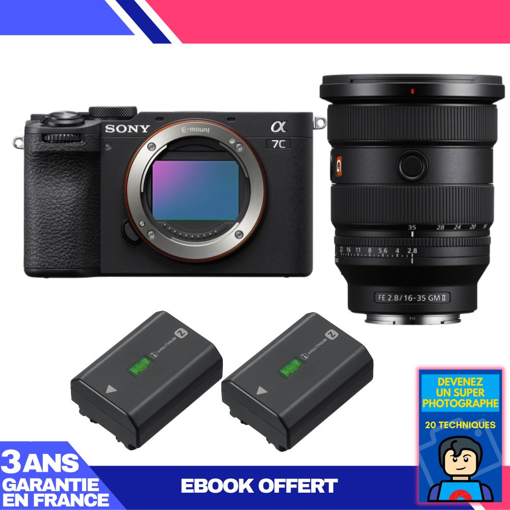 Boitier Sony A7C II + FE 16 35mm f2.8 GM II + 2 Sony NP FZ100 + Ebook 'Devenez Un Super Photographe - vue 2