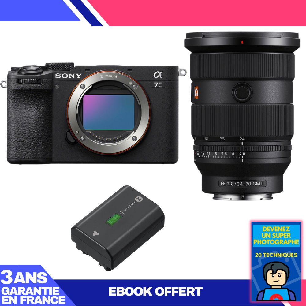 Boitier Sony A7C II + FE 24 70mm f2.8 GM II + 1 Sony NP FZ100 + Ebook 'Devenez Un Super Photographe - vue 2