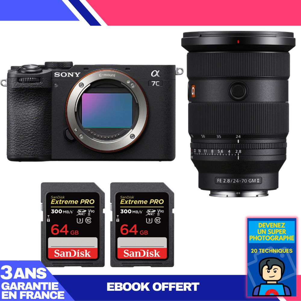 Boitier Sony A7C II + FE 24 70mm f2.8 GM II + 2 SanDisk Extreme PRO UHS II SDXC 300 MB/ + Ebook 'Devenez Un Super Photographe - vue 8