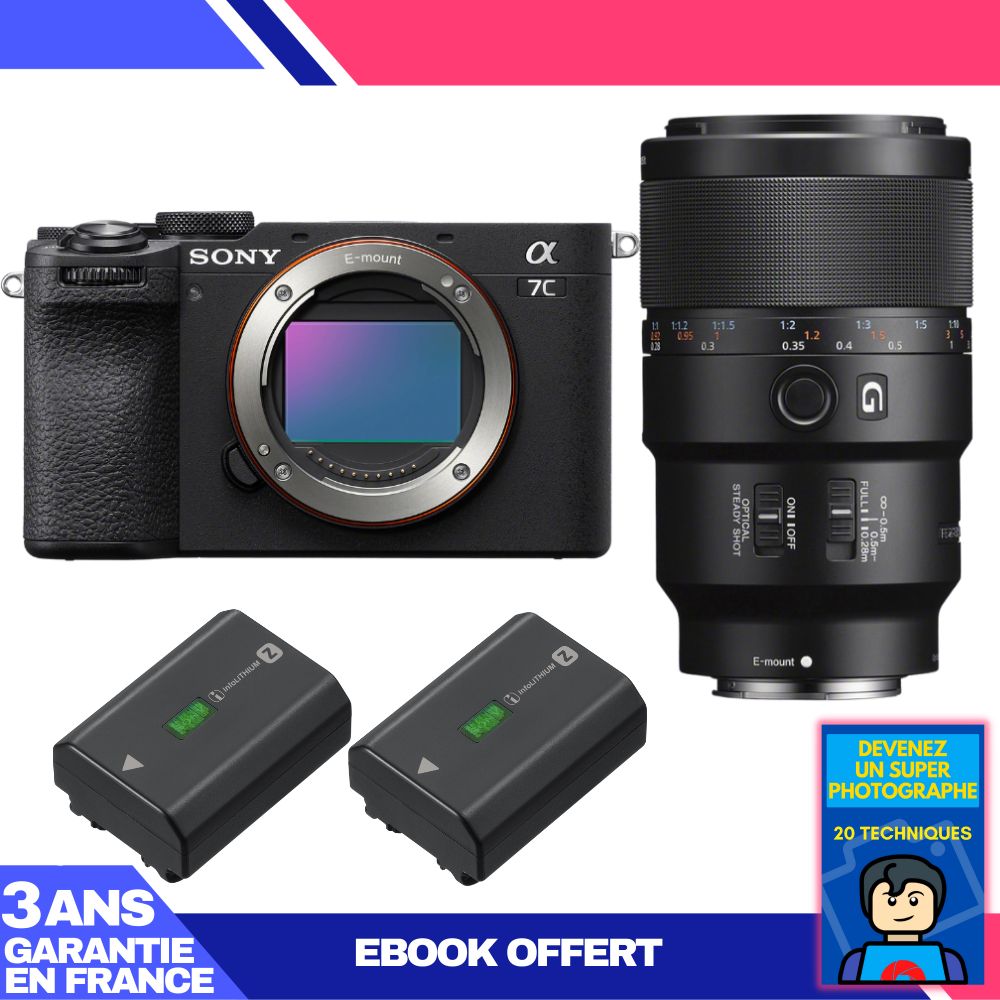 Boitier Sony A7C II + FE 90mm f2.8 Macro G OSS + 2 Sony NP FZ100 + Ebook 'Devenez Un Super Photographe - vue 2