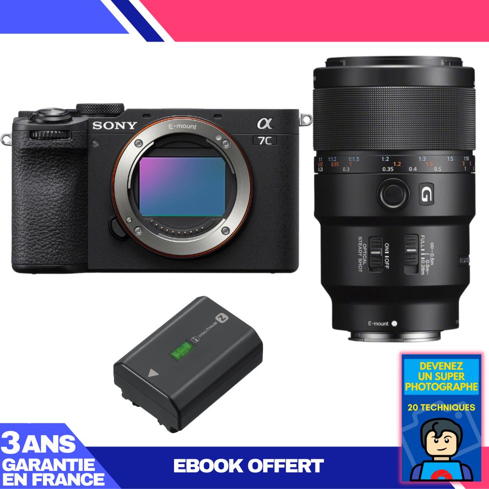 Boitier Sony A7C II + FE 90mm f2.8 Macro G OSS + 1 Sony NP FZ100 + Ebook 'Devenez Un Super Photographe - vue 2