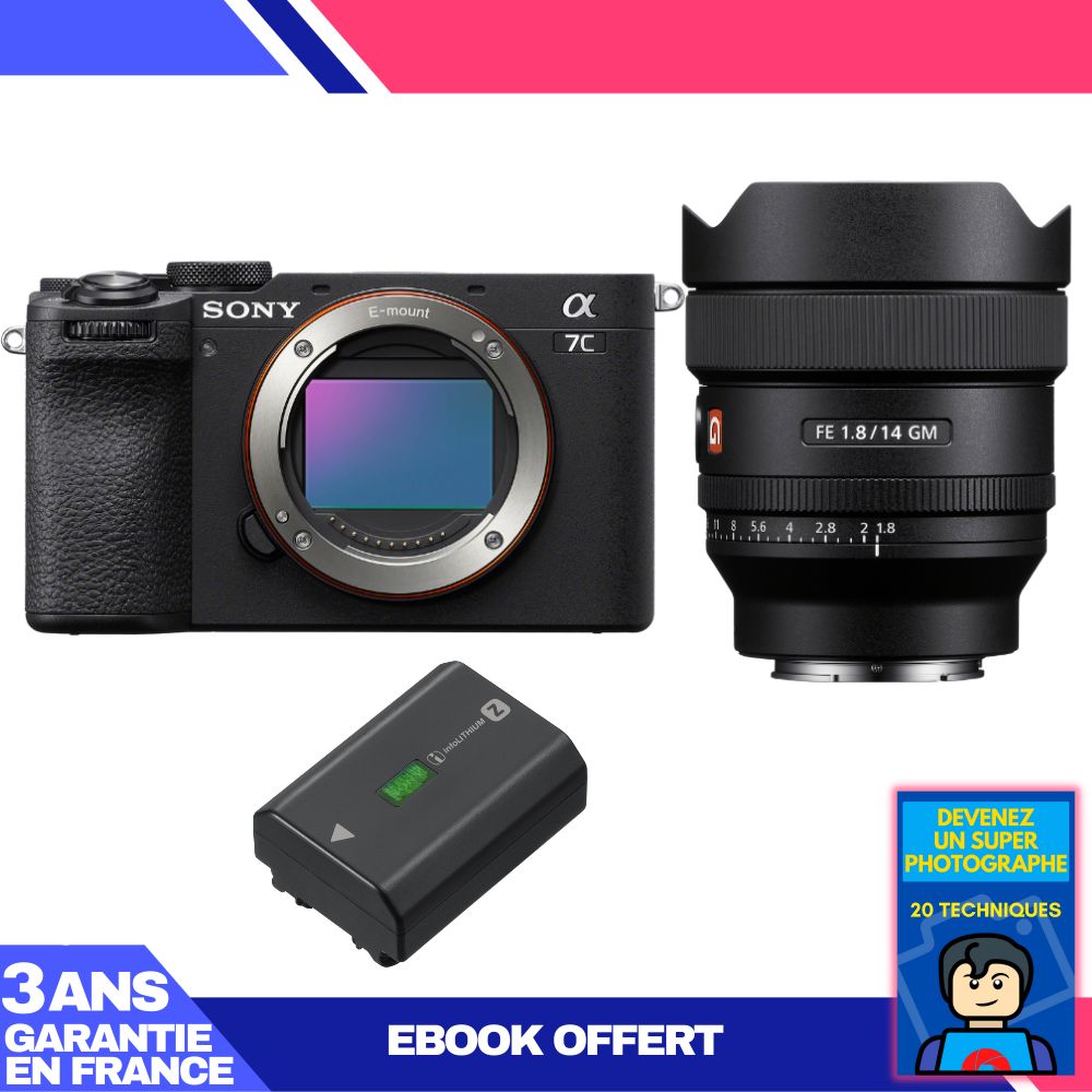 Boitier Sony A7C II + FE 14mm f1.8 GM + 1 Sony NP FZ100 + Ebook 'Devenez Un Super Photographe - vue 2