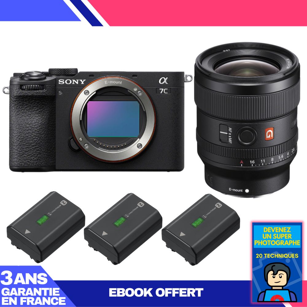 Boitier Sony A7C II + FE 24mm f1.4 GM + 3 Sony NP FZ100 + Ebook 'Devenez Un Super Photographe - vue 2