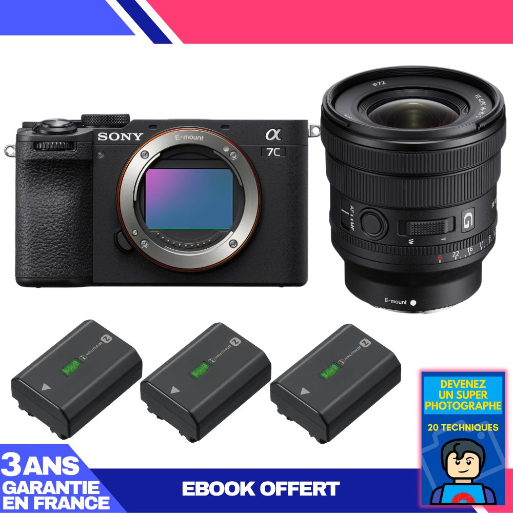 Boitier Sony A7C II + FE PZ 16 35mm f4 G + 3 Sony NP FZ100 + Ebook 'Devenez Un Super Photographe - vue 2