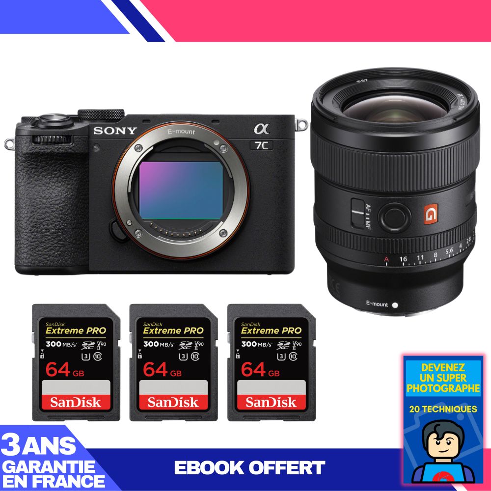 Boitier Sony A7C II + FE 24mm f1.4 GM + 3 SanDisk Extreme PRO UHS II SDXC 300 MB/ + Ebook 'Devenez Un Super Photographe - vue 6