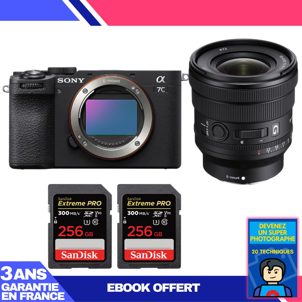 Boitier Sony A7C II + FE PZ 16 35mm f4 G + 2 SanDisk Extreme PRO UHS II SDXC 300 MB/ + Ebook 'Devenez Un Super Photographe - vue 8
