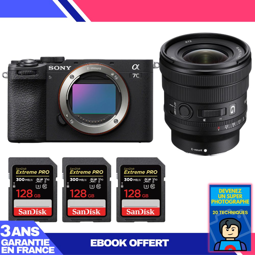 Boitier Sony A7C II + FE PZ 16 35mm f4 G + 3 SanDisk Extreme PRO UHS II SDXC 300 MB/ + Ebook 'Devenez Un Super Photographe - vue 8