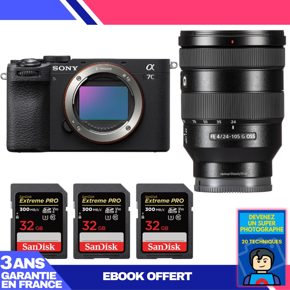 Boitier Sony A7C II + FE 24 105mm f4 G OSS + 3 SanDisk Extreme PRO UHS II SDXC 300 MB/ + Ebook 'Devenez Un Super Photographe - vue 6
