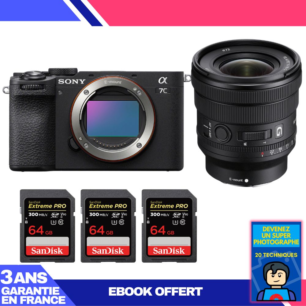 Boitier Sony A7C II + FE PZ 16 35mm f4 G + 3 SanDisk Extreme PRO UHS II SDXC 300 MB/ + Ebook 'Devenez Un Super Photographe - vue 5