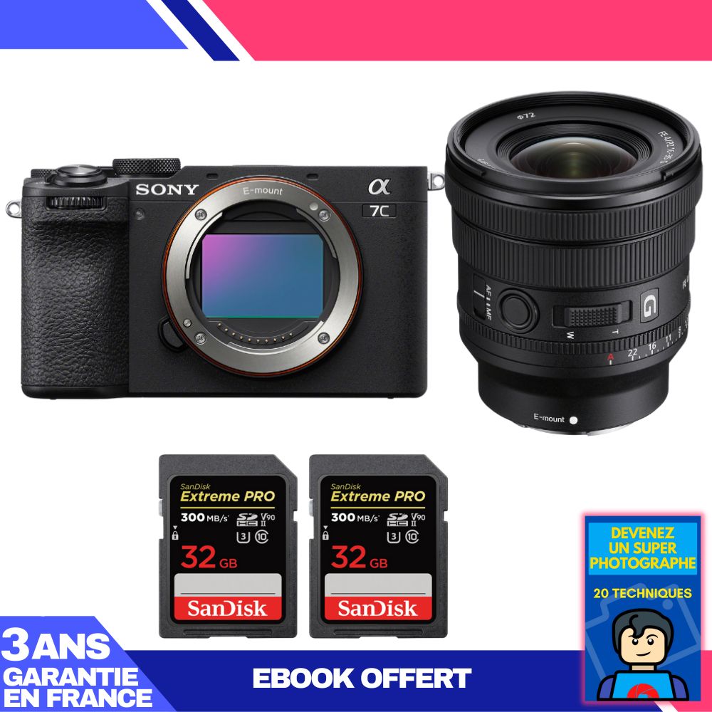 Boitier Sony A7C II + FE PZ 16 35mm f4 G + 2 SanDisk Extreme PRO UHS II SDXC 300 MB/ + Ebook 'Devenez Un Super Photographe - vue 5