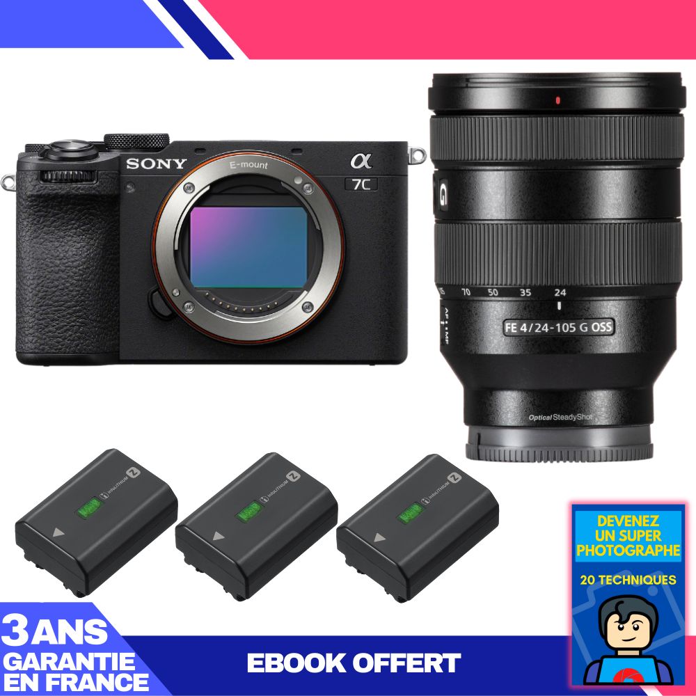 Boitier Sony A7C II + FE 24 105mm f4 G OSS + 3 Sony NP FZ100 + Ebook 'Devenez Un Super Photographe - vue 2