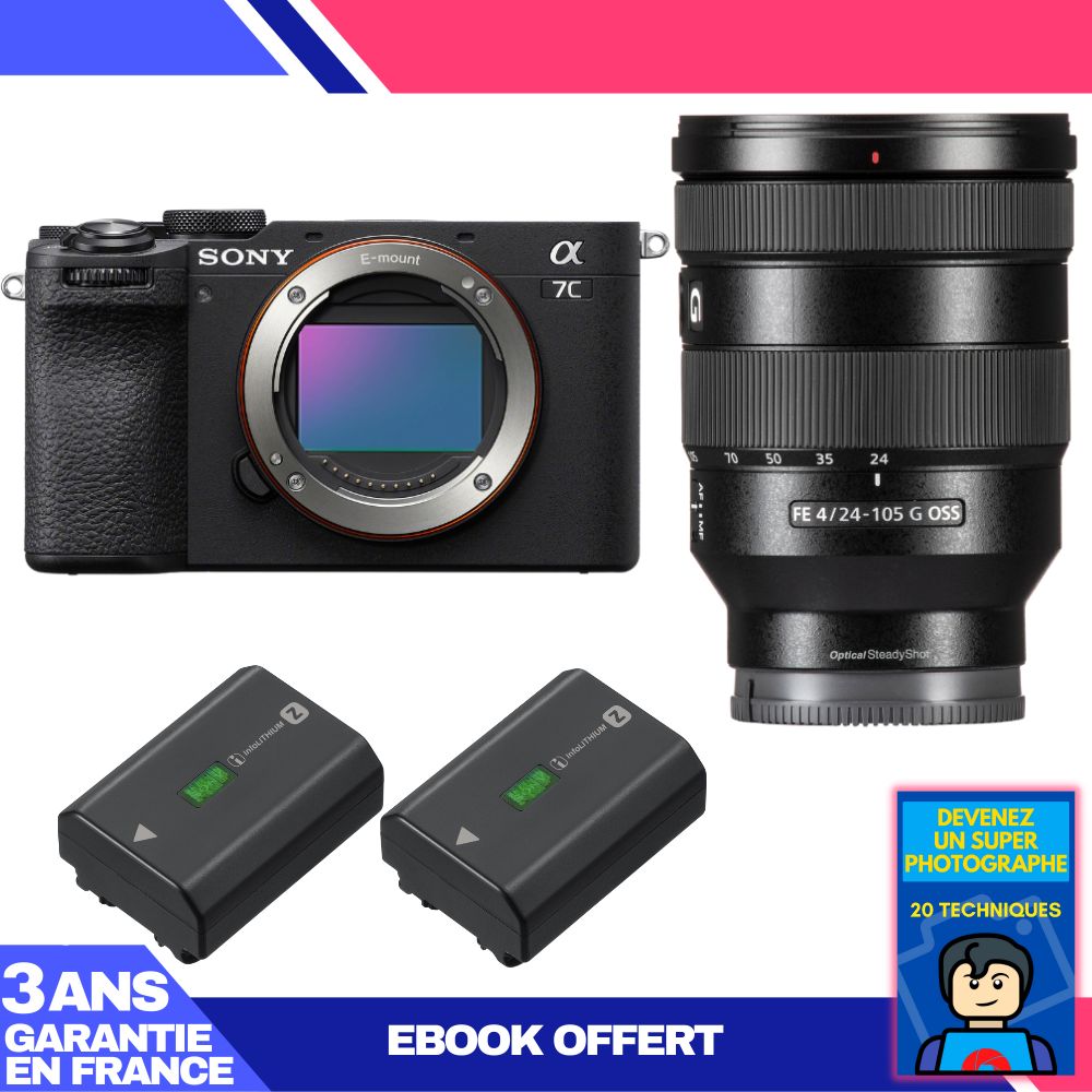 Boitier Sony A7C II + FE 24 105mm f4 G OSS + 2 Sony NP FZ100 + Ebook 'Devenez Un Super Photographe - vue 2