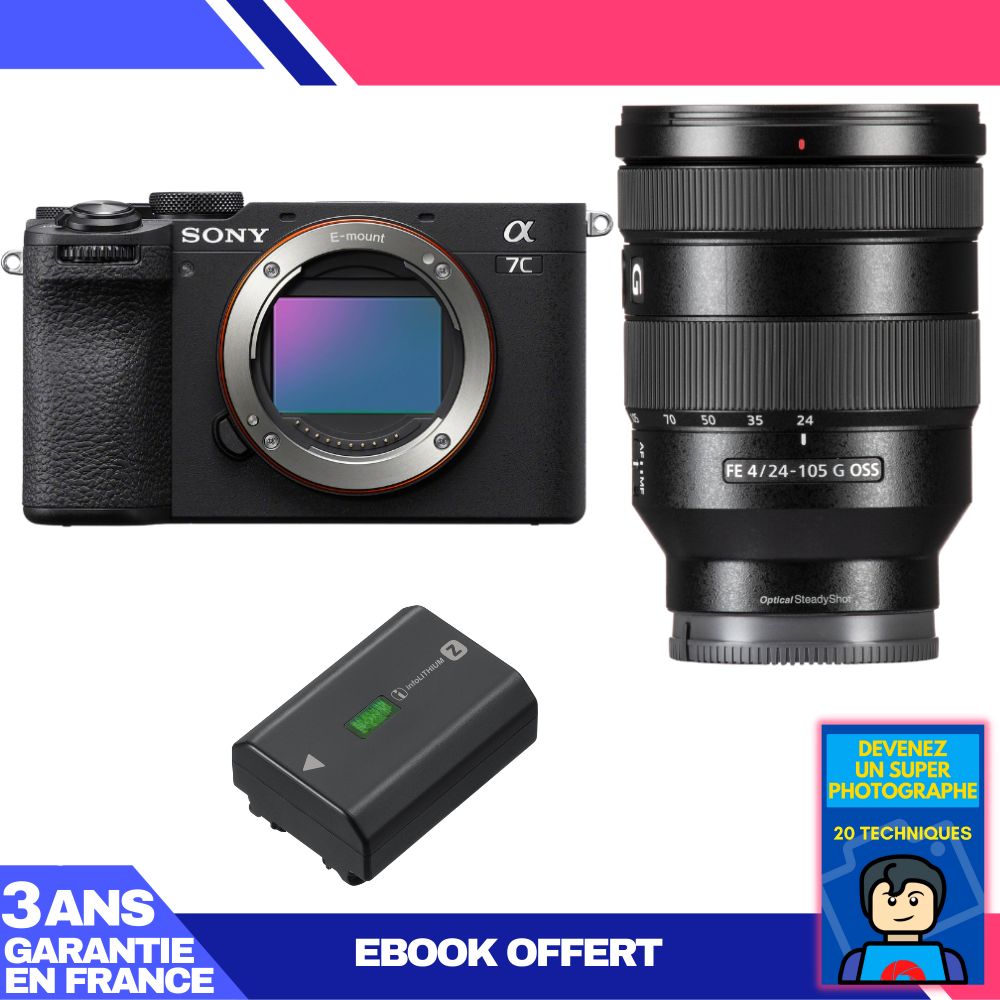 Boitier Sony A7C II + FE 24 105mm f4 G OSS + 1 Sony NP FZ100 + Ebook 'Devenez Un Super Photographe - vue 2
