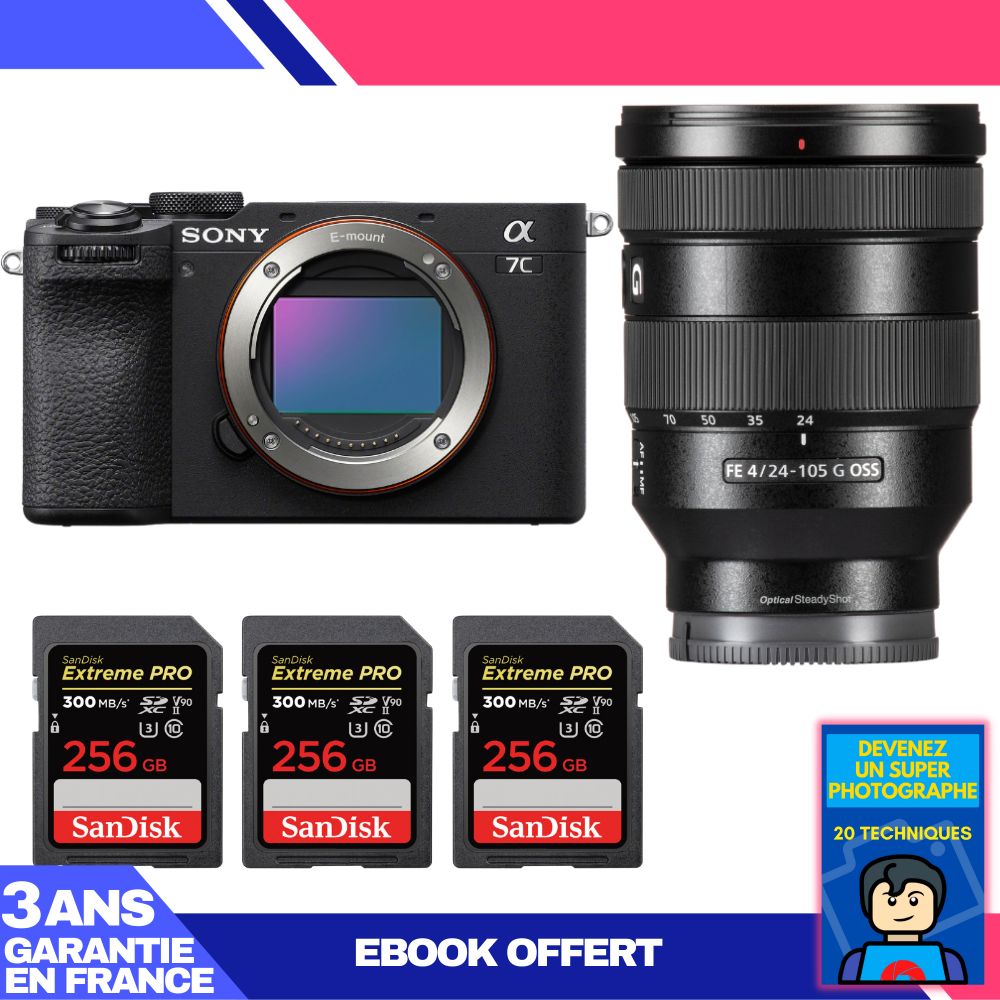 Boitier Sony A7C II + FE 24 105mm f4 G OSS + 3 SanDisk Extreme PRO UHS II SDXC 300 MB/ + Ebook 'Devenez Un Super Photographe - vue 5