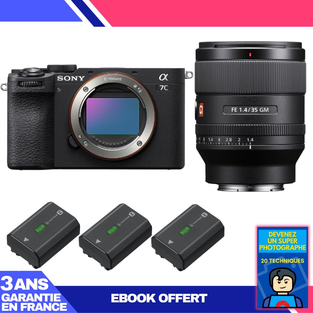Boitier Sony A7C II + FE 35mm f1.4 GM + 3 Sony NP FZ100 + Ebook 'Devenez Un Super Photographe - vue 2